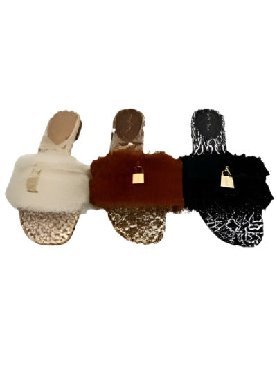 Fashion  Slide Flat Fur Sandals