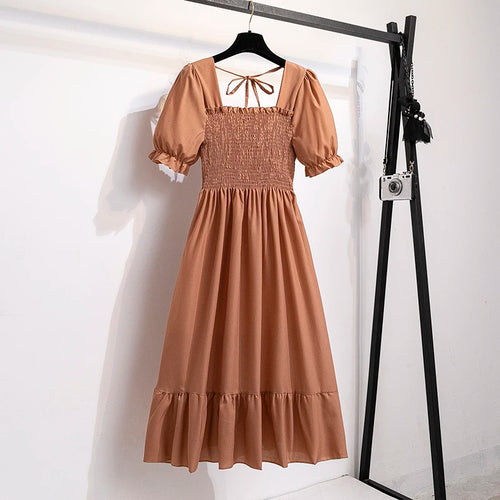 Spring Summer Chiffon Dresses Fashion Female Elastic Waist Short