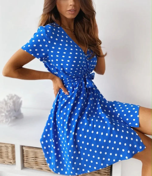 Summer Women's Polka Dot Printed Short Sleeved Casual Dress