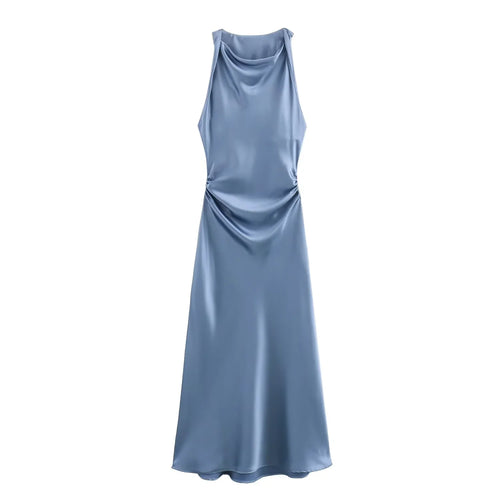 Satin Long Dresses for Women 2024 Summer Slip Midi Dress Woman Sexy