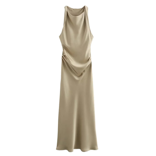 Satin Long Dresses for Women 2024 Summer Slip Midi Dress Woman Sexy