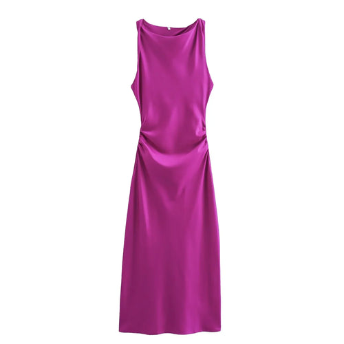 Satin Long Dresses for Women 2024 Summer Slip Midi Dress Woman Sexy