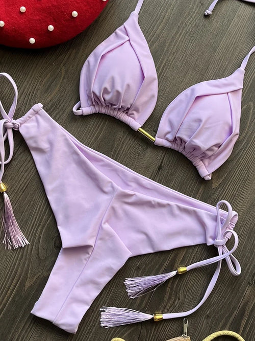 2023 New Sexy Triangle Bathing Suit for Women Brazilian Bikinis Halter