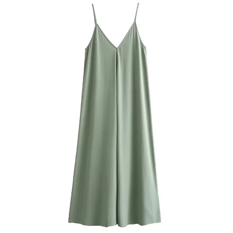 TRAF Slip Dress Women 2024 Summer Women's Loose Dresses Sleeveless