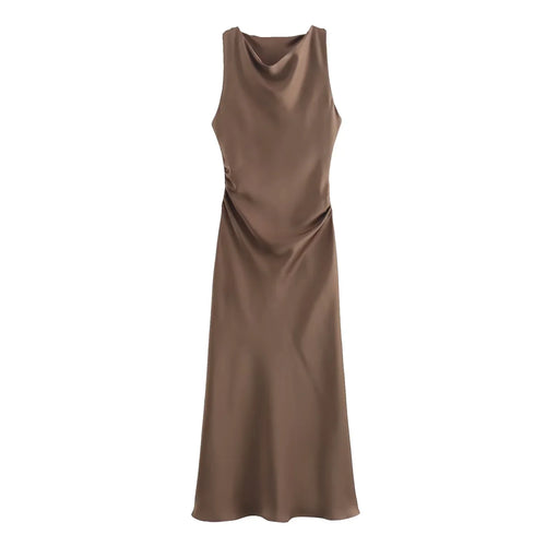 Satin Long Dresses for Women 2024 Summer Slip Midi Dress Woman Sexy