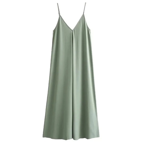 TRAF Slip Dress Women 2024 Summer Women's Loose Dresses Sleeveless