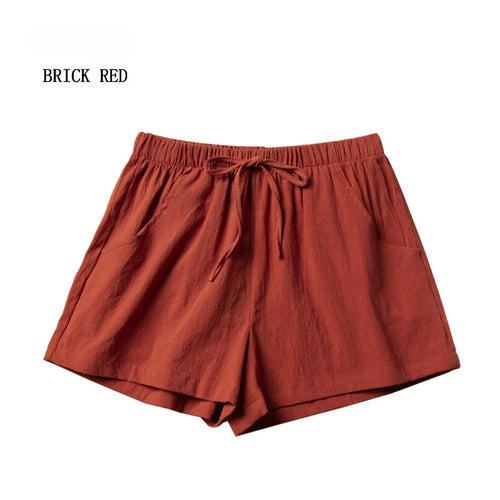 Casual Linen Shorts Women Gym Workout Shorts Cotton Short Pants High