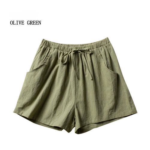 Casual Linen Shorts Women Gym Workout Shorts Cotton Short Pants High