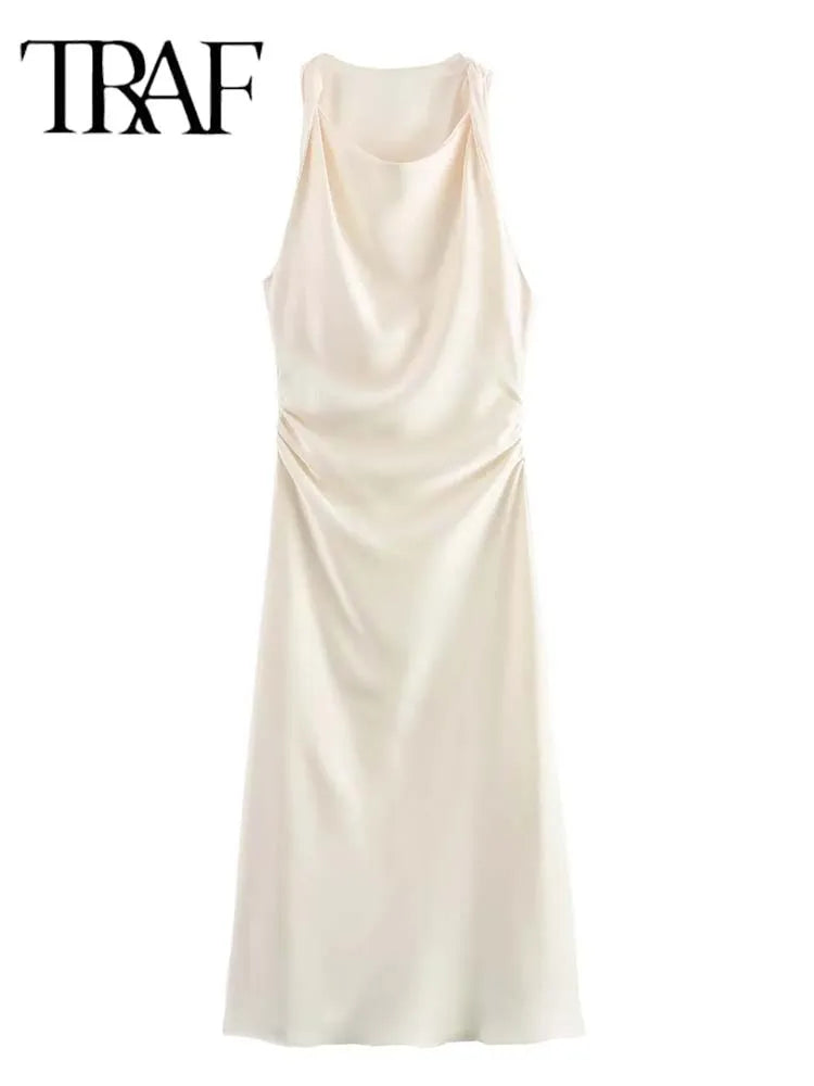 Satin Long Dresses for Women 2024 Summer Slip Midi Dress Woman Sexy