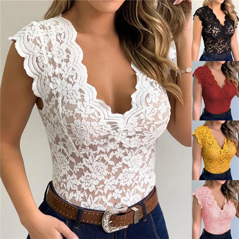 Women Tops Summer Sexy Lace Crochet Cardigan Casual Solid Color Trend