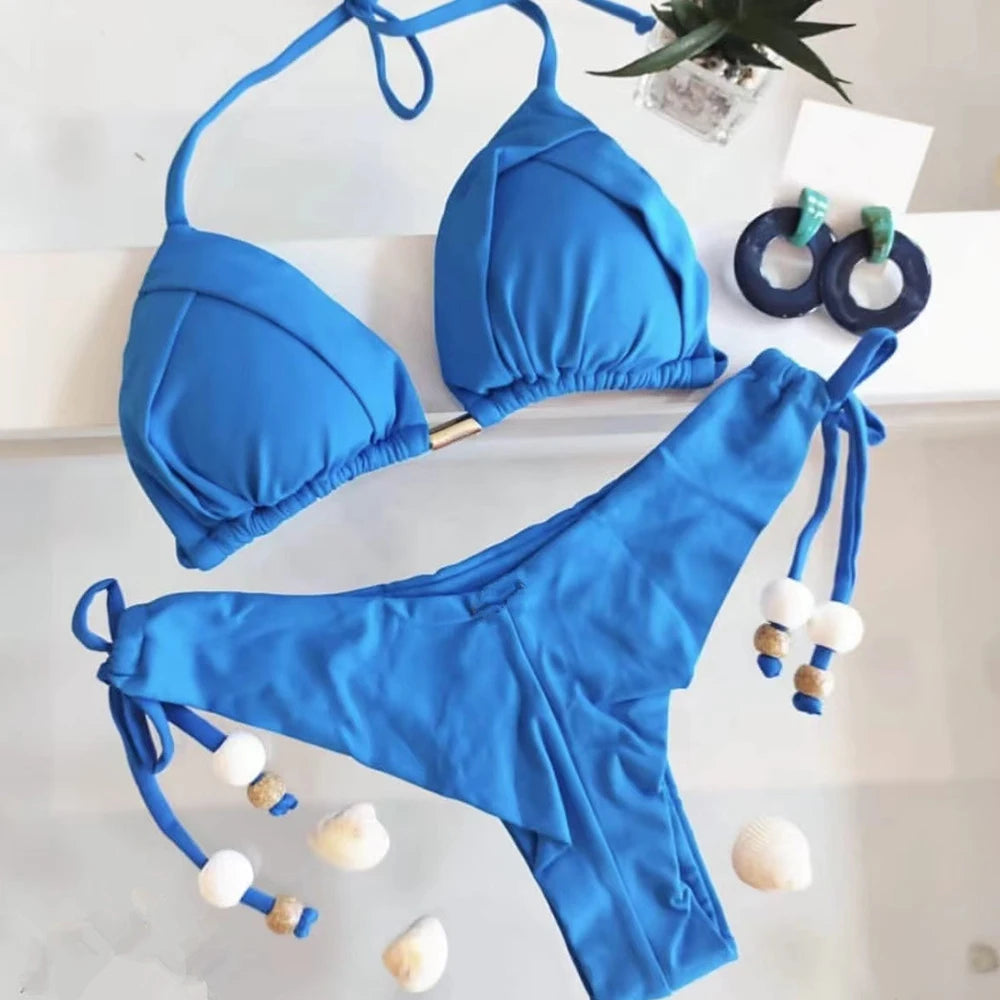2023 New Sexy Triangle Bathing Suit for Women Brazilian Bikinis Halter