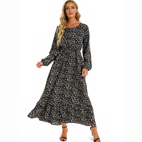 2023 Sping Summer Bohemian Women Maxi Dress Casual Long Sleeve High