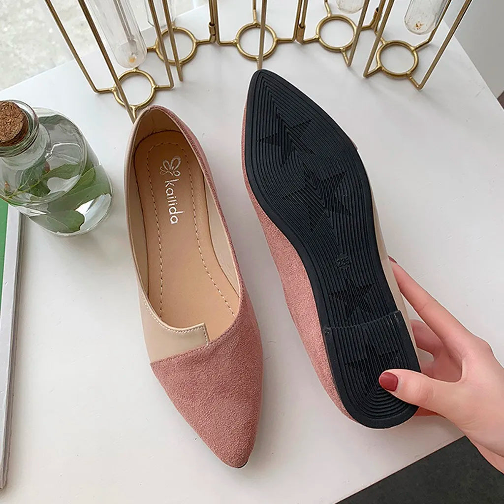 Women Shoes Fashion Splice Mule Flats Pointed Toe Ballerina Ballet