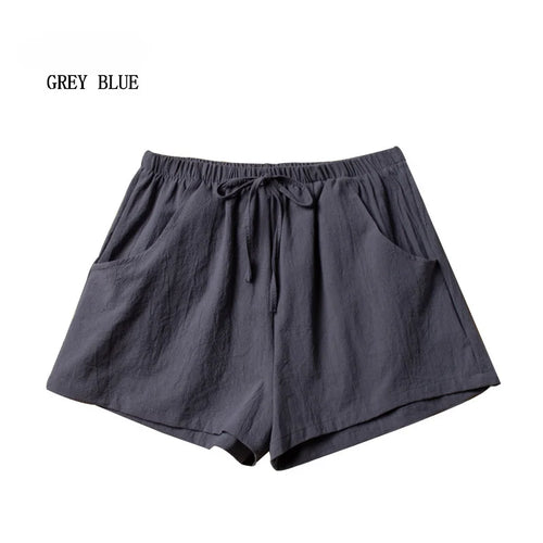 Casual Linen Shorts Women Gym Workout Shorts Cotton Short Pants High