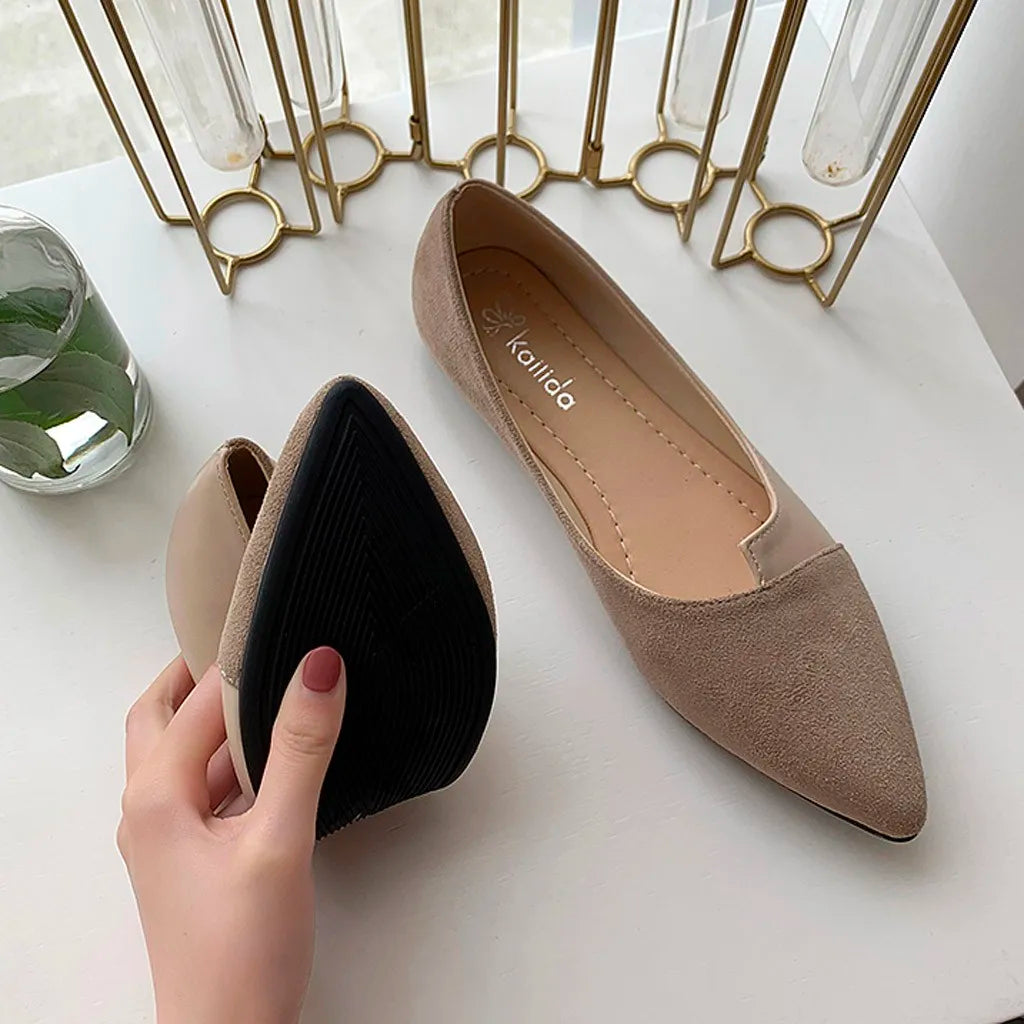 Women Shoes Fashion Splice Mule Flats Pointed Toe Ballerina Ballet