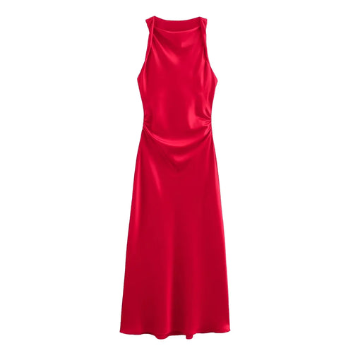 Satin Long Dresses for Women 2024 Summer Slip Midi Dress Woman Sexy