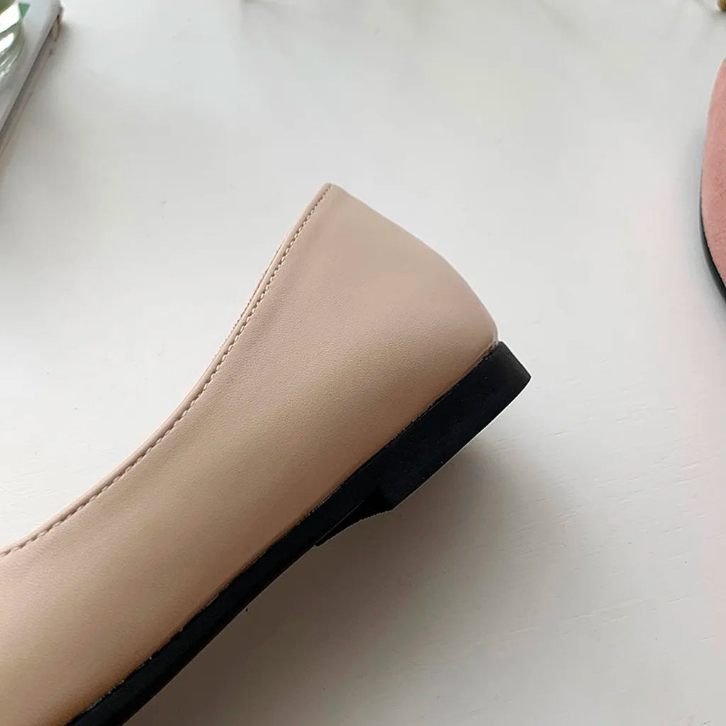 Women Shoes Fashion Splice Mule Flats Pointed Toe Ballerina Ballet