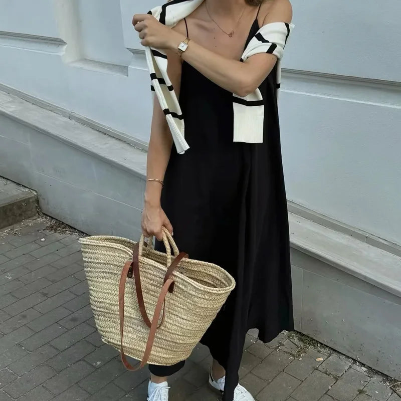 TRAF Slip Dress Women 2024 Summer Women's Loose Dresses Sleeveless
