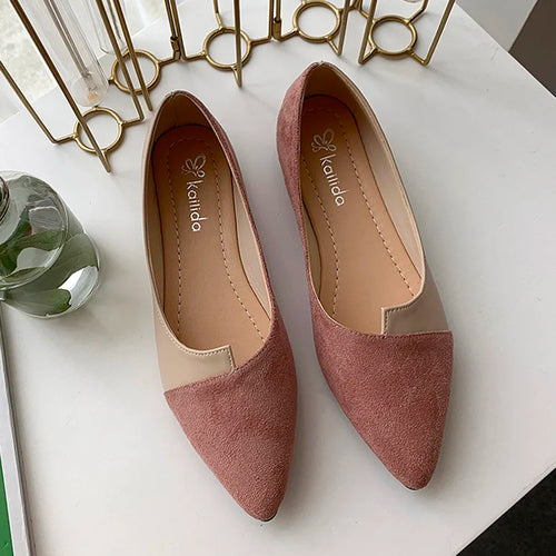 Women Shoes Fashion Splice Mule Flats Pointed Toe Ballerina Ballet