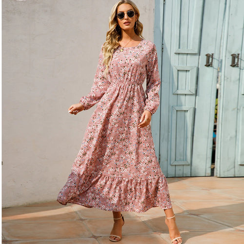 2023 Sping Summer Bohemian Women Maxi Dress Casual Long Sleeve High