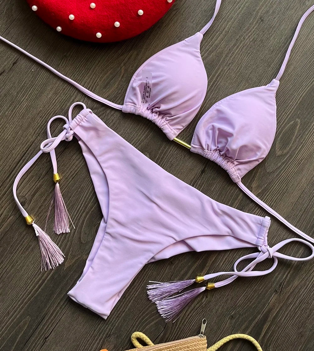 2023 New Sexy Triangle Bathing Suit for Women Brazilian Bikinis Halter