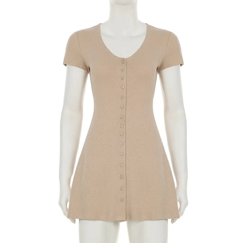 TARUXY 2025 Summer New Knitted Mini Dress Female Elegant V Neck