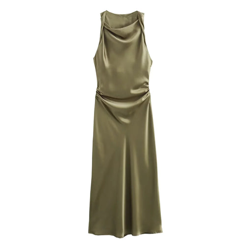 Satin Long Dresses for Women 2024 Summer Slip Midi Dress Woman Sexy