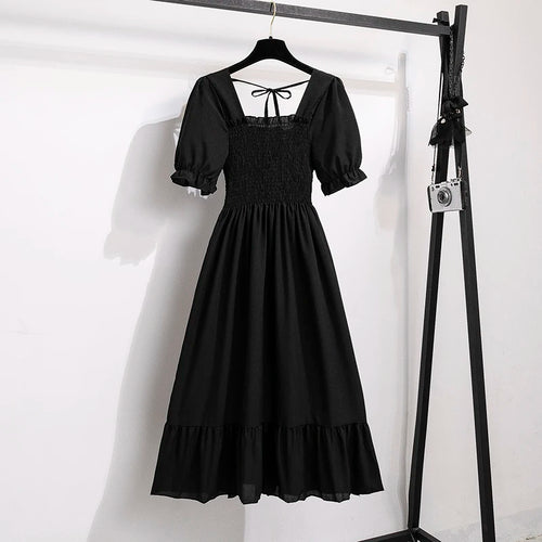 Spring Summer Chiffon Dresses Fashion Female Elastic Waist Short