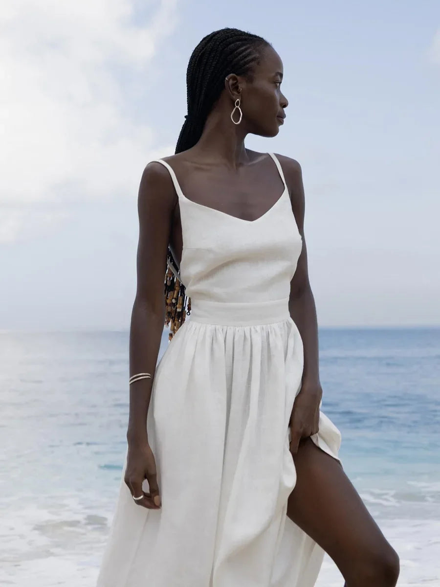 Bornladies Spring Summer Beach Style Women Dress Vintage Loose A-line