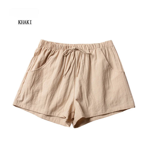 Casual Linen Shorts Women Gym Workout Shorts Cotton Short Pants High
