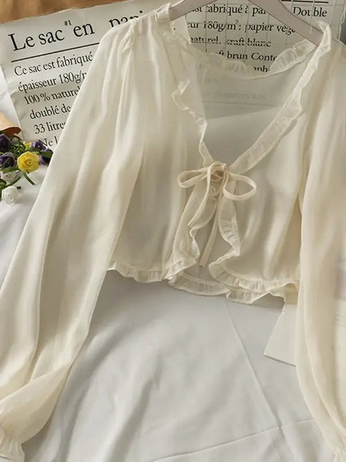 Women Thin Casual Lace Bow Summer Sun Protection Clothes Female