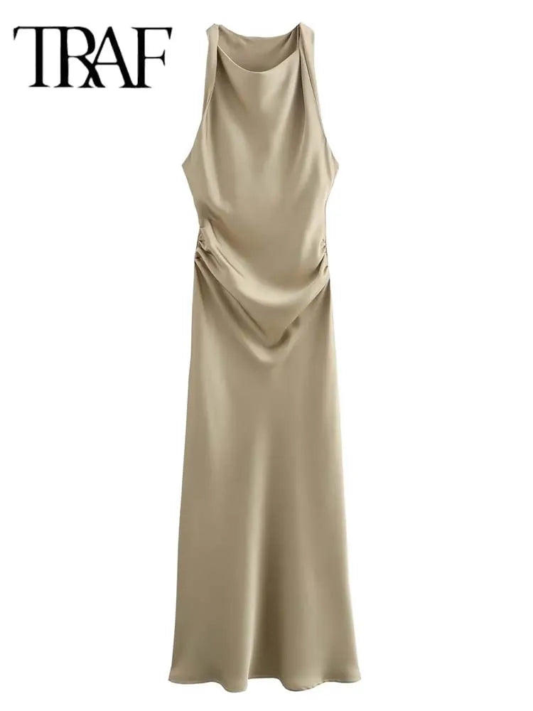 Satin Long Dresses for Women 2024 Summer Slip Midi Dress Woman Sexy