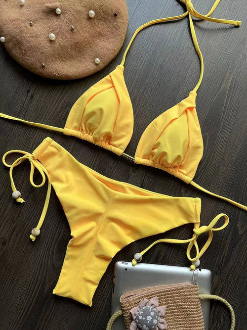 2023 New Sexy Triangle Bathing Suit for Women Brazilian Bikinis Halter