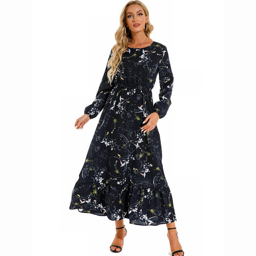 2023 Sping Summer Bohemian Women Maxi Dress Casual Long Sleeve High