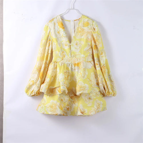 Backless Party Dress Women Elegant 3D Flower Print Sling Lace Up