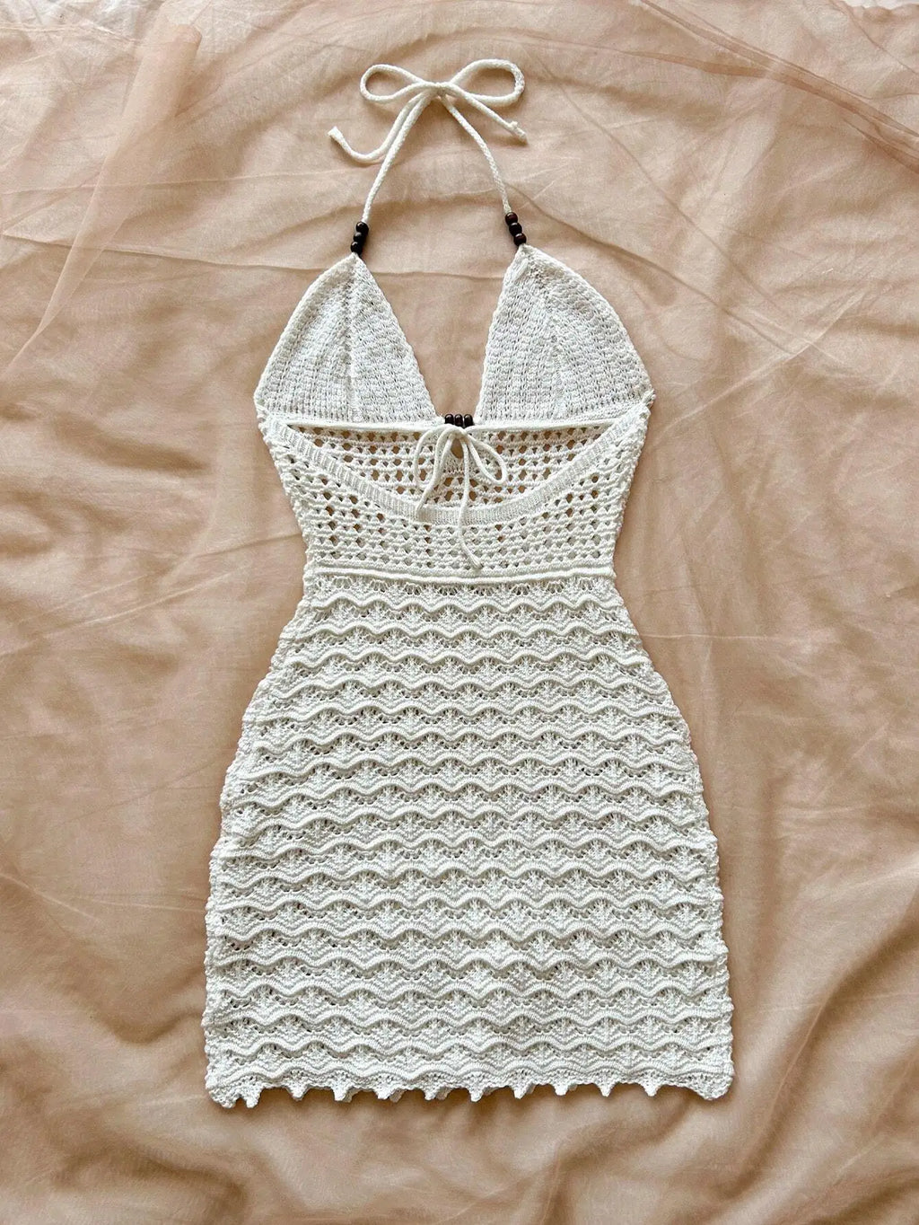 Soleia Summer Sexy V-Neck Hollow-Out Wooden Beads Fitted Dress,