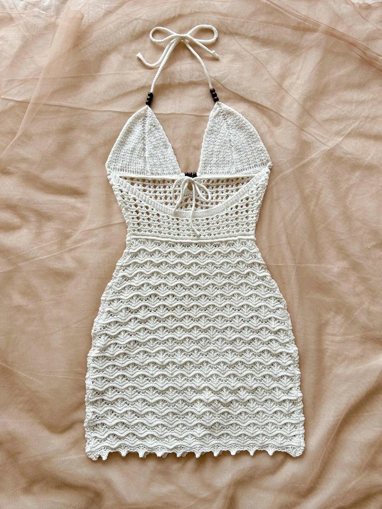 Soleia Summer Sexy V-Neck Hollow-Out Wooden Beads Fitted Dress,