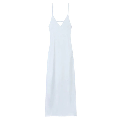 TRAFZA Women Summer Yellow Stain V Neck Sling Dress Elegant Sleeveless