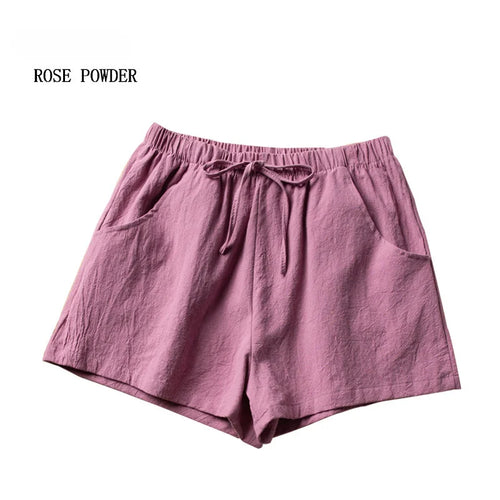 Casual Linen Shorts Women Gym Workout Shorts Cotton Short Pants High