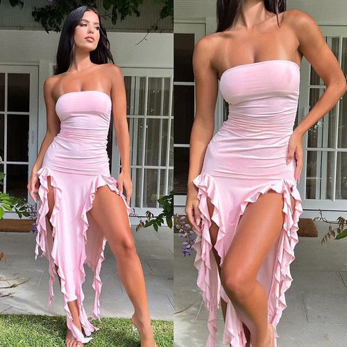 Fashion Sexy Sleeveless Backless Strapless Dress Summer Chest Wrapping