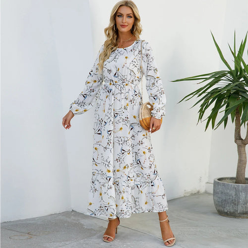 2023 Sping Summer Bohemian Women Maxi Dress Casual Long Sleeve High