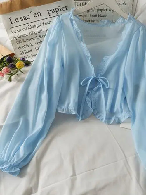 Women Thin Casual Lace Bow Summer Sun Protection Clothes Female