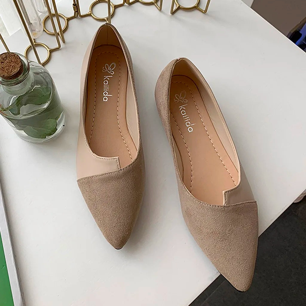 Women Shoes Fashion Splice Mule Flats Pointed Toe Ballerina Ballet