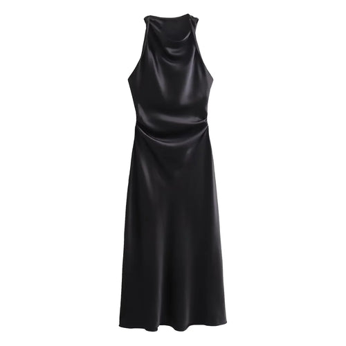Satin Long Dresses for Women 2024 Summer Slip Midi Dress Woman Sexy
