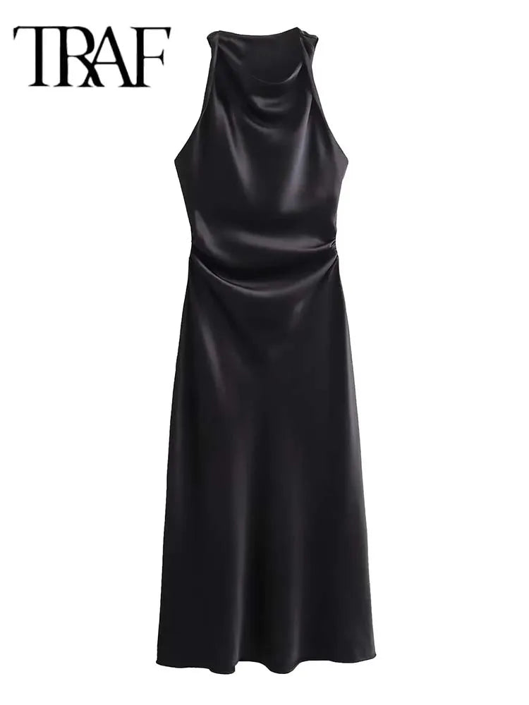 Satin Long Dresses for Women 2024 Summer Slip Midi Dress Woman Sexy
