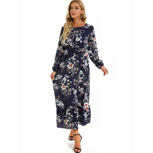 2023 Sping Summer Bohemian Women Maxi Dress Casual Long Sleeve High