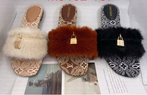 Fashion  Slide Flat Fur Sandals